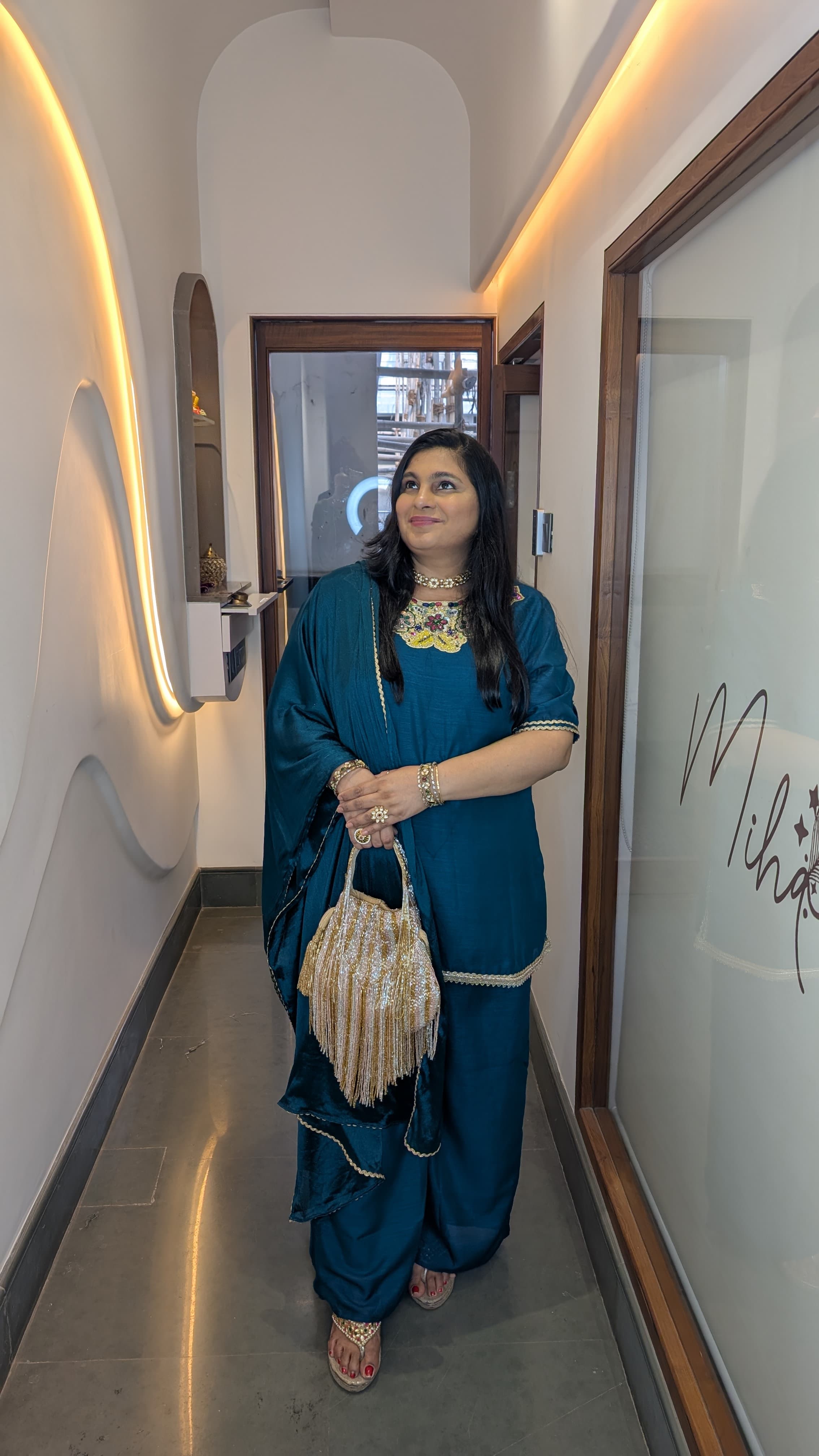 Teal Blue Heavy Embroidered Sharara Set with Dupatta