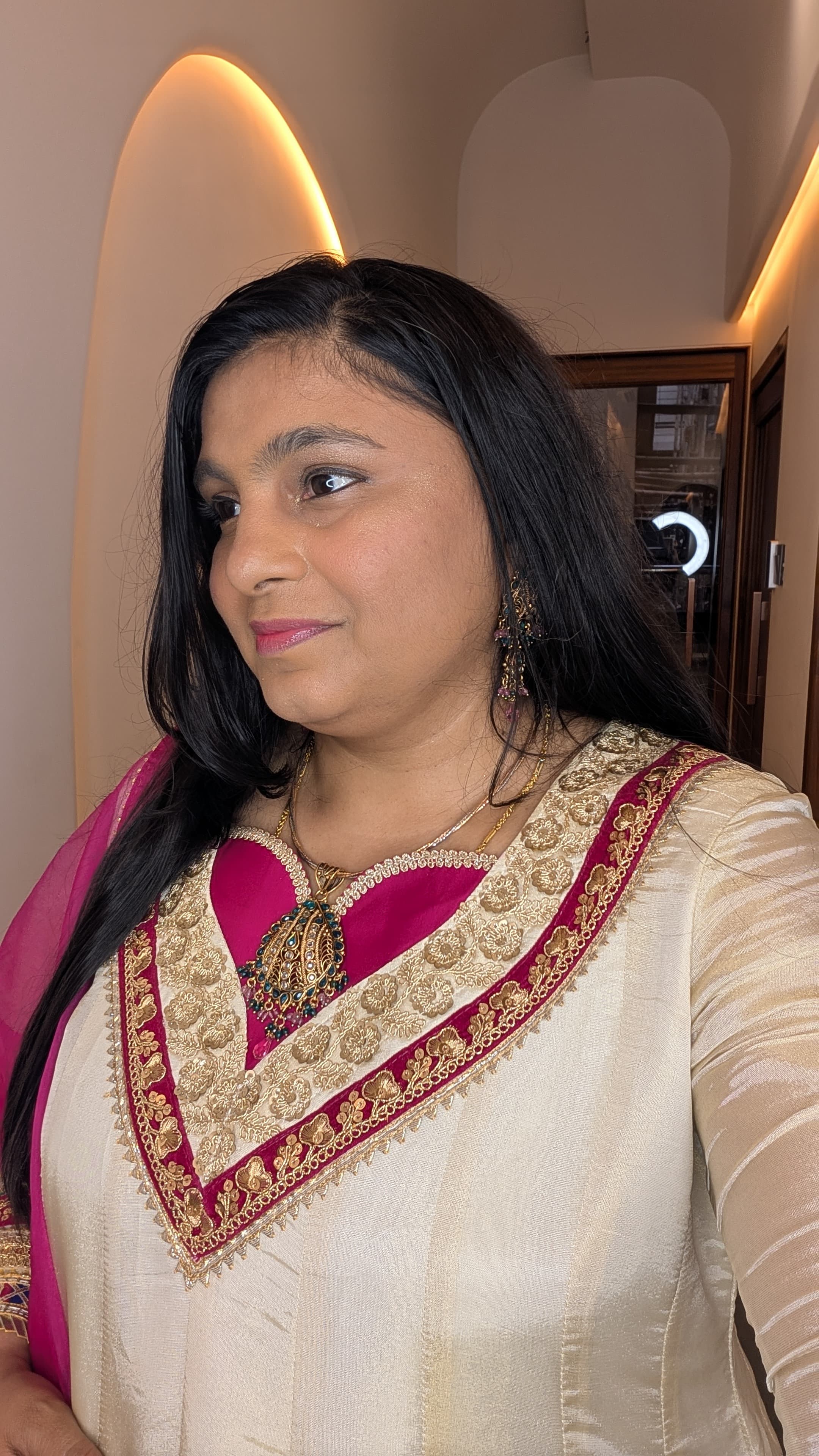 Ivory & Fuchsia Pink Gotta Patti Sharara Set