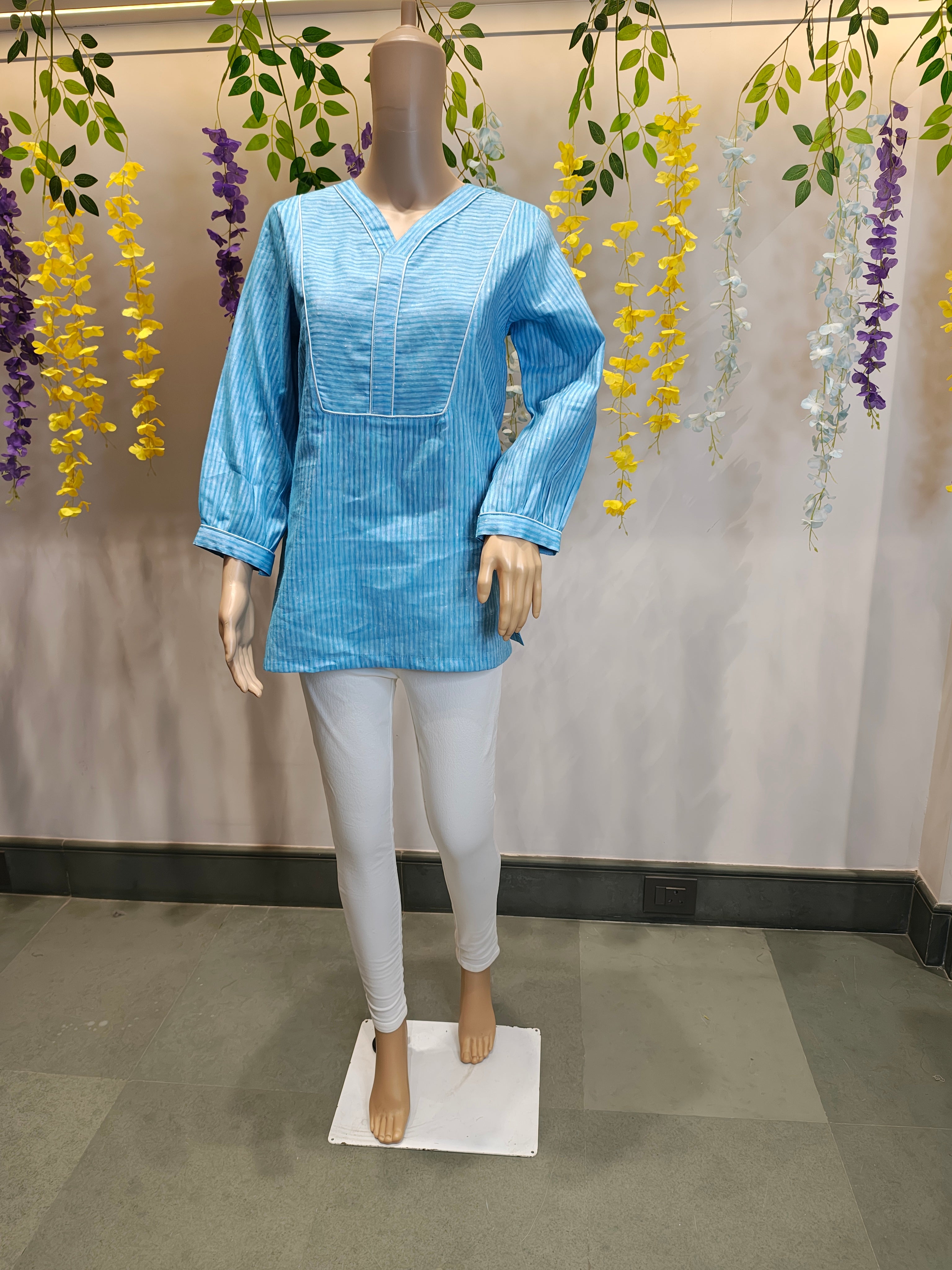 Sky Whisper Short Cotton Top – Breezy, Bright & Effortlessly Stylish