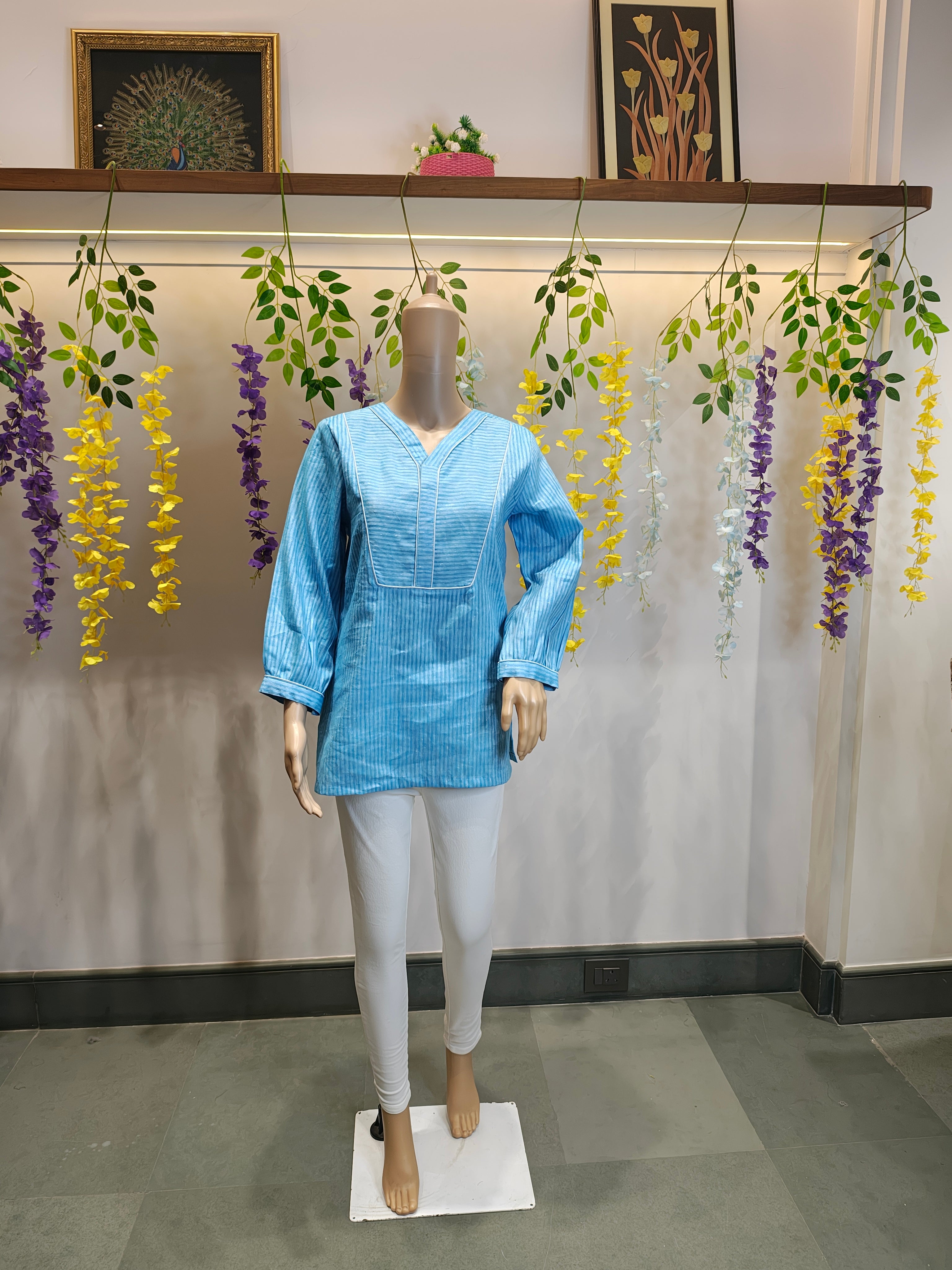 Sky Whisper Short Cotton Top – Breezy, Bright & Effortlessly Stylish