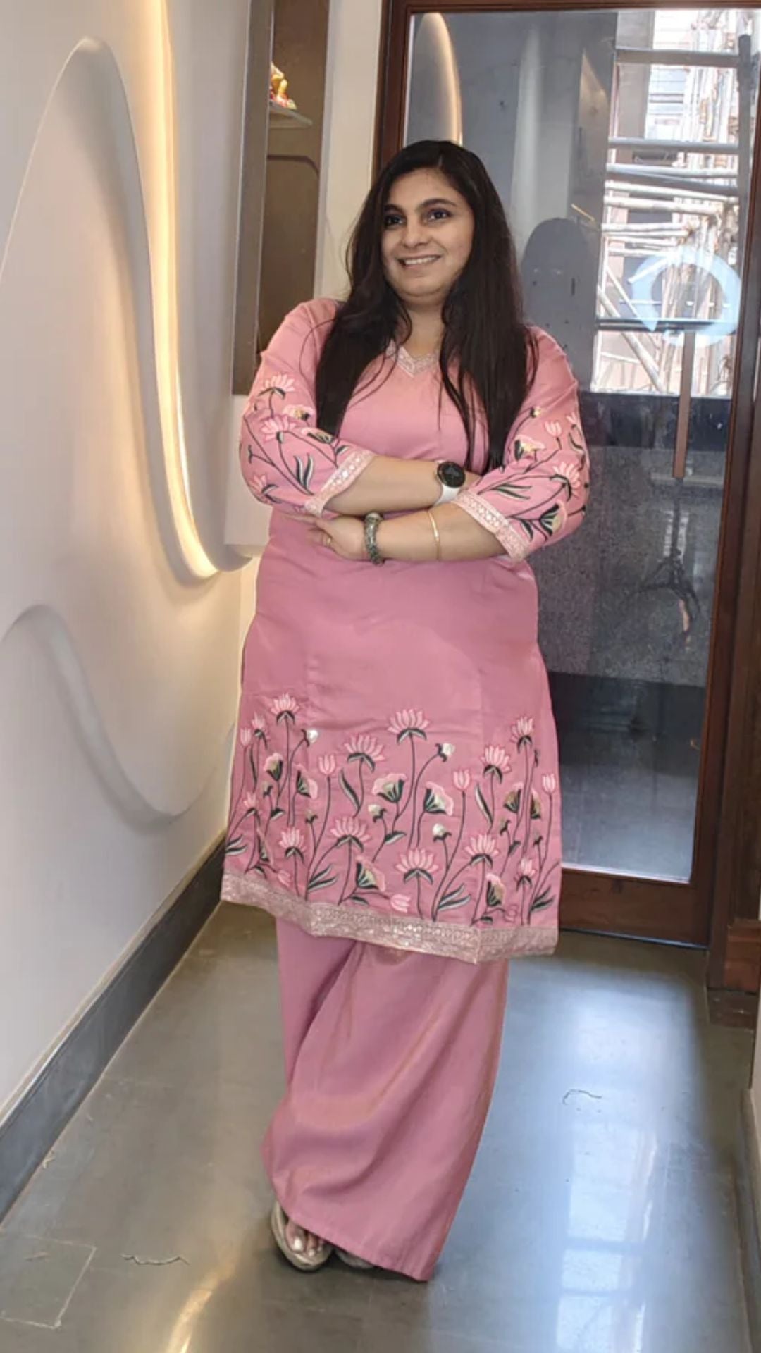 Blush Pink Embroidered Kurta Set – A Feminine Classic with Graceful Detailing