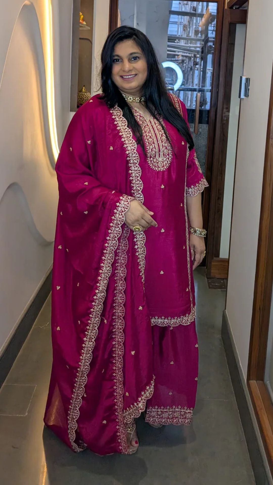 Magenta Pink Heavy Embroidered Punjabi Suit Set