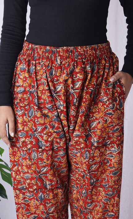 Elegant Orange Printed Palazzo Pants