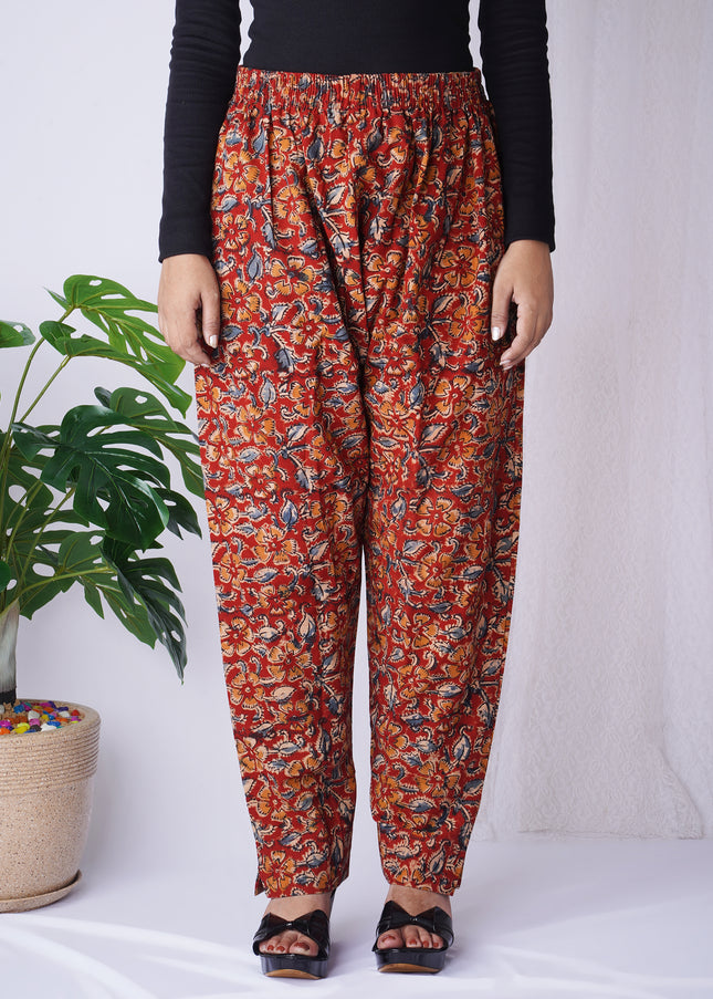 Elegant Orange Printed Palazzo Pants