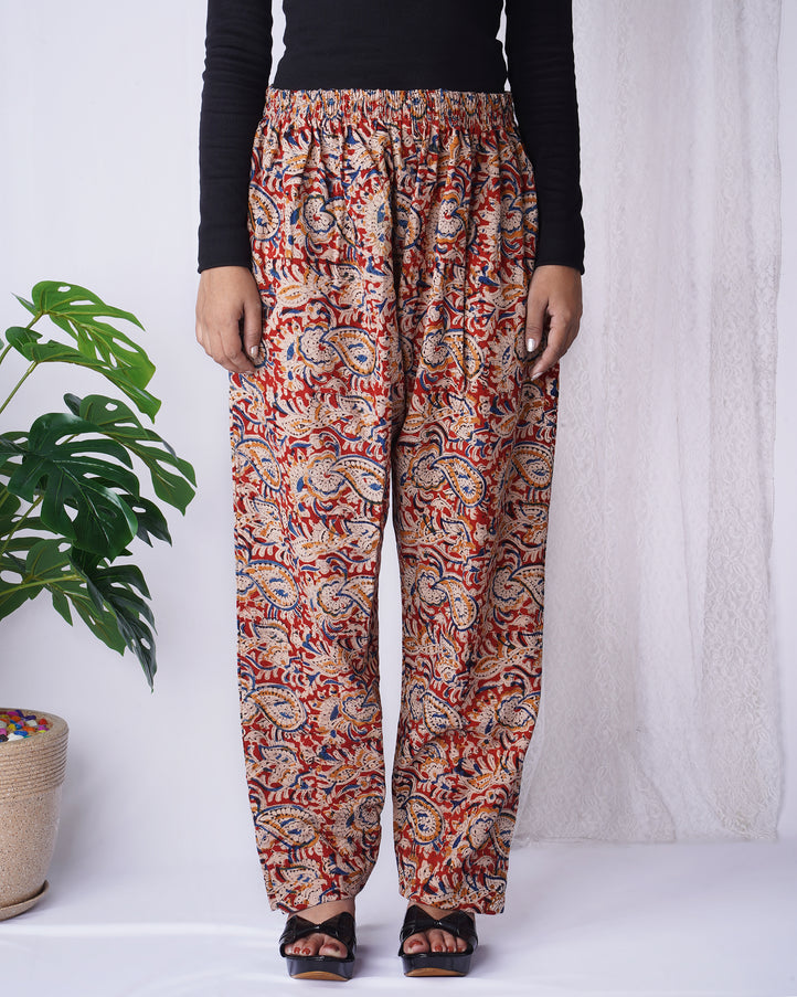 Kalamkari Cotton Pants With Pockets for Women