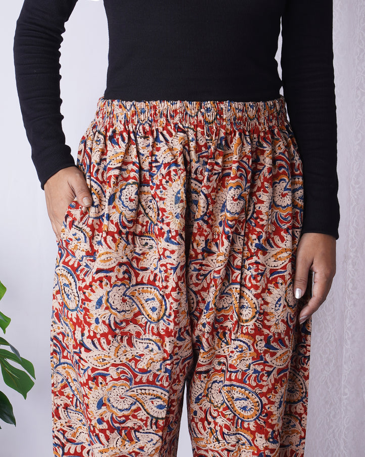 Kalamkari Cotton Pants With Pockets for Women