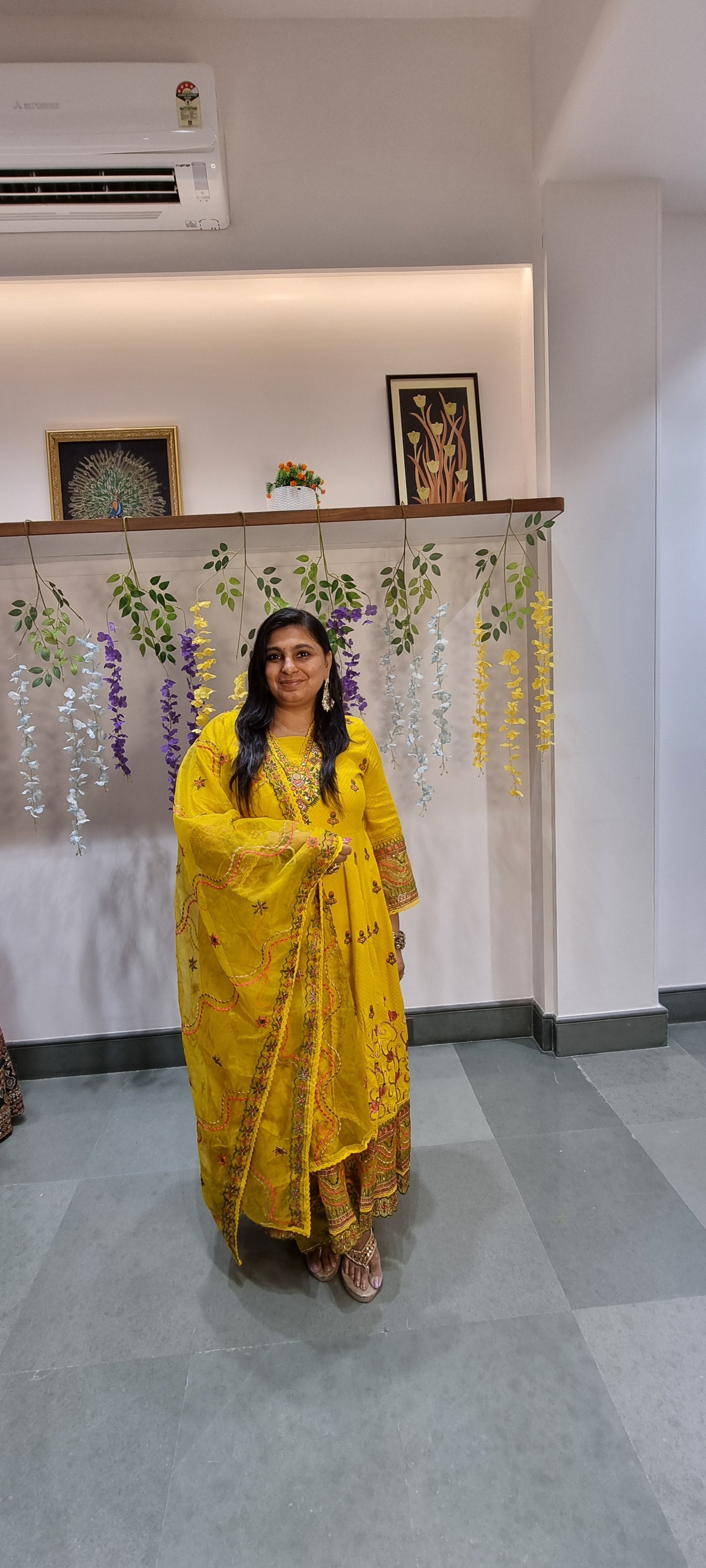Radiant Yellow Hand-Embroidered Anarkali Punjabi Suit Set