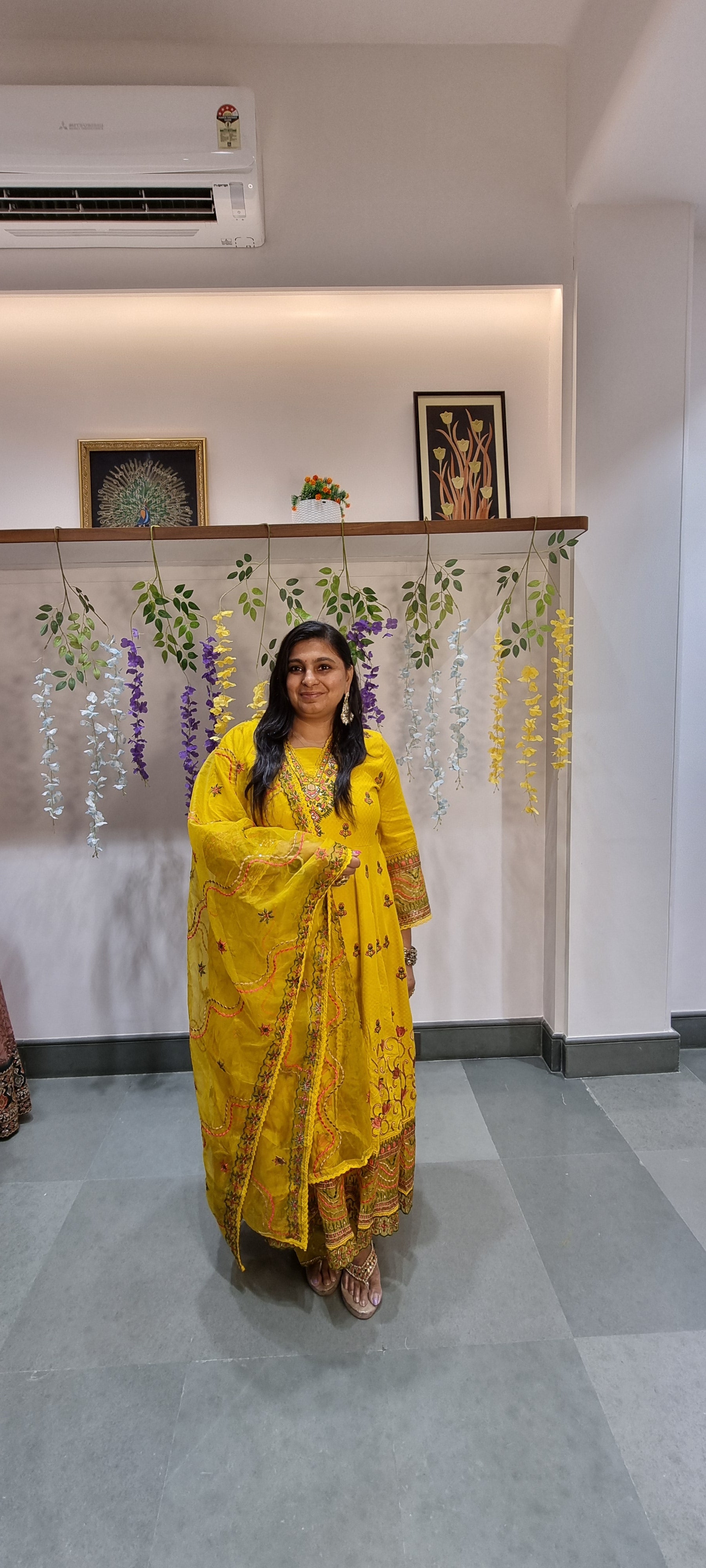 Radiant Yellow Hand-Embroidered Anarkali Punjabi Suit Set
