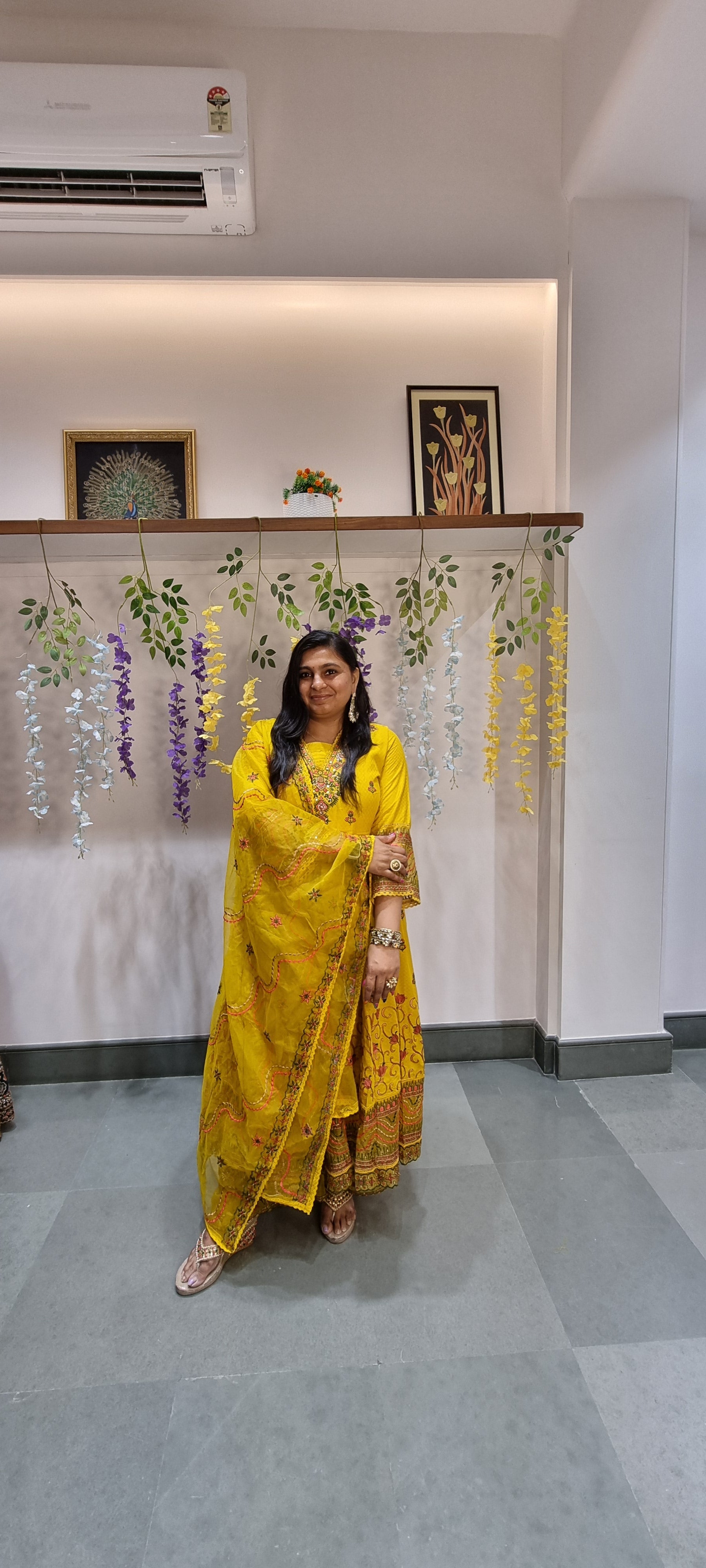 Radiant Yellow Hand-Embroidered Anarkali Punjabi Suit Set