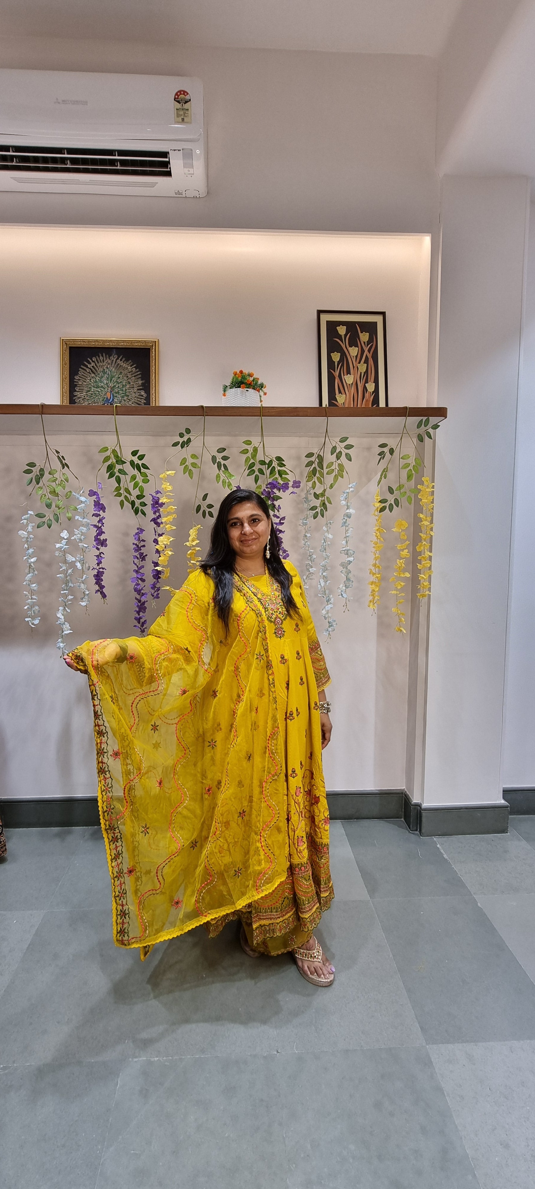 Radiant Yellow Hand-Embroidered Anarkali Punjabi Suit Set