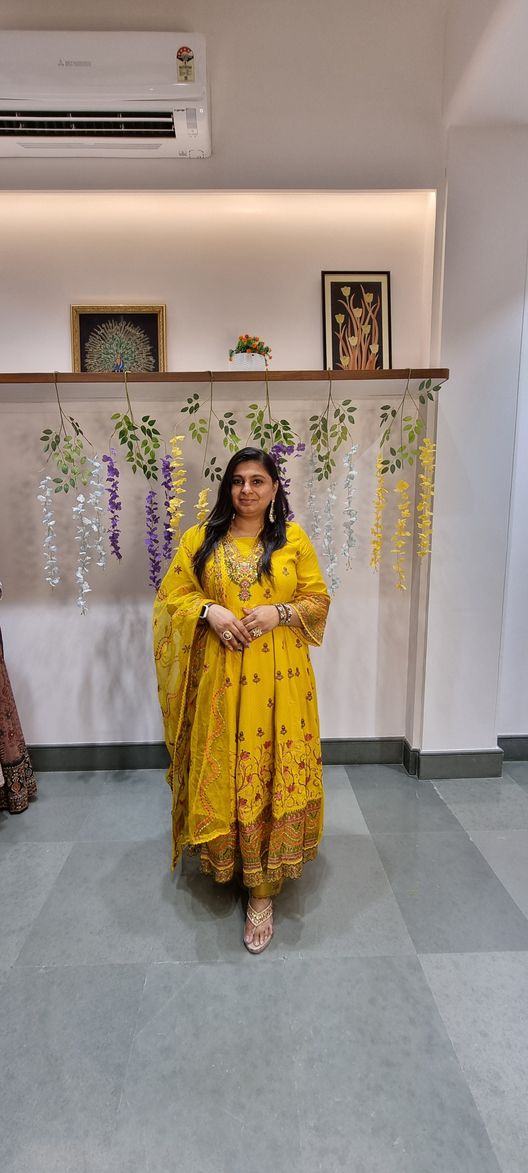 Radiant Yellow Hand-Embroidered Anarkali Punjabi Suit Set