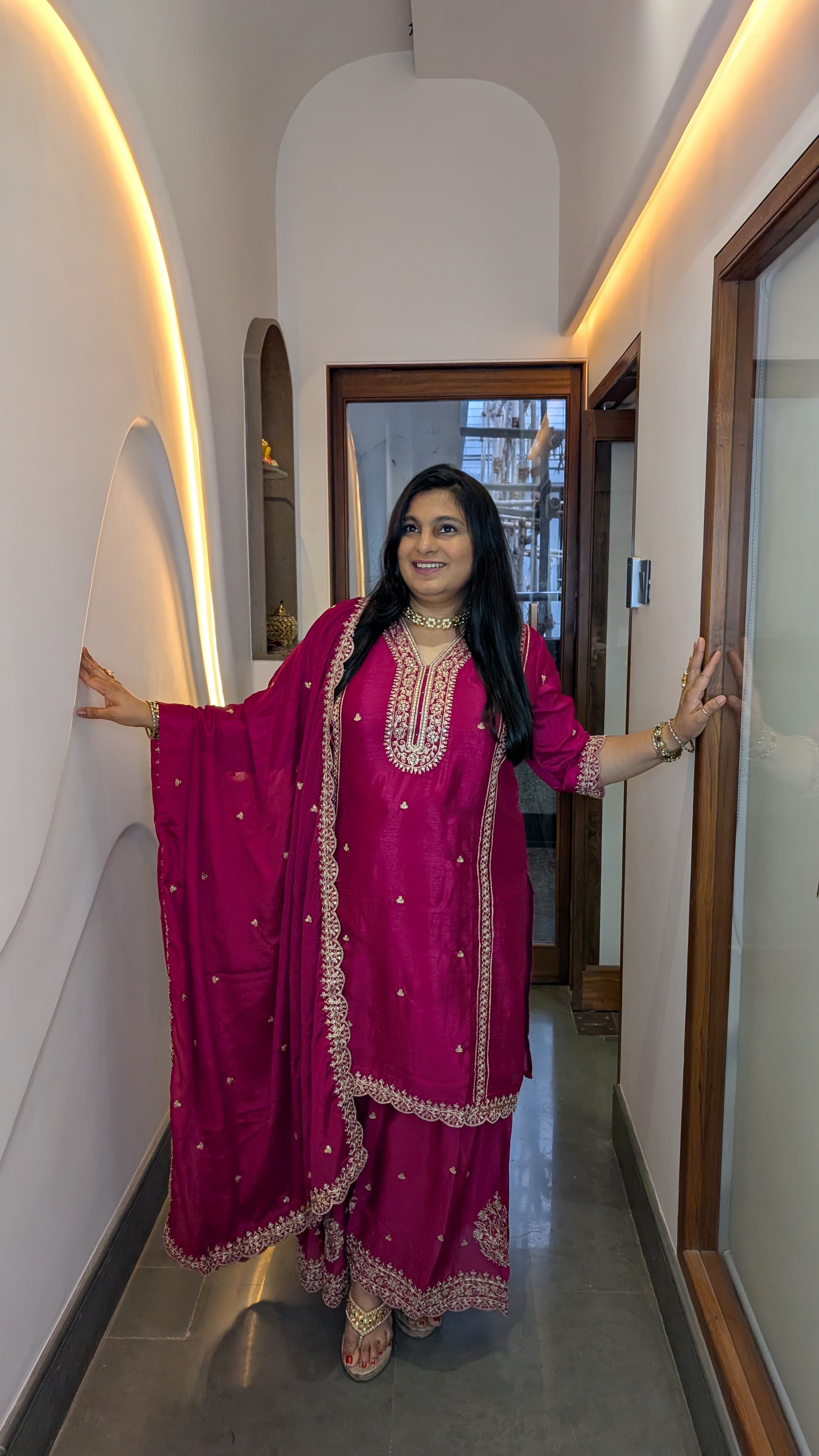 Magenta Pink Heavy Embroidered Punjabi Suit Set