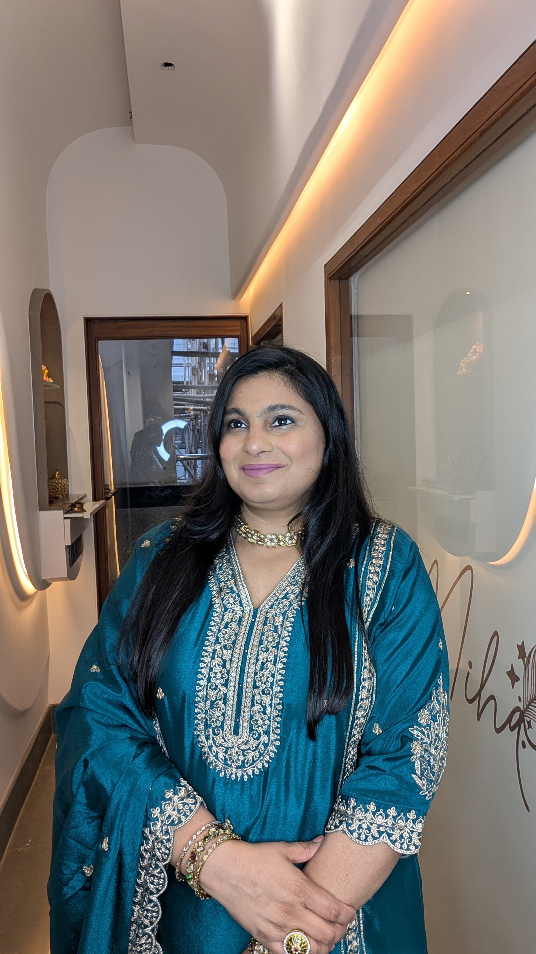 Teal Blue Embroidered Sharara Punjabi Suit Set
