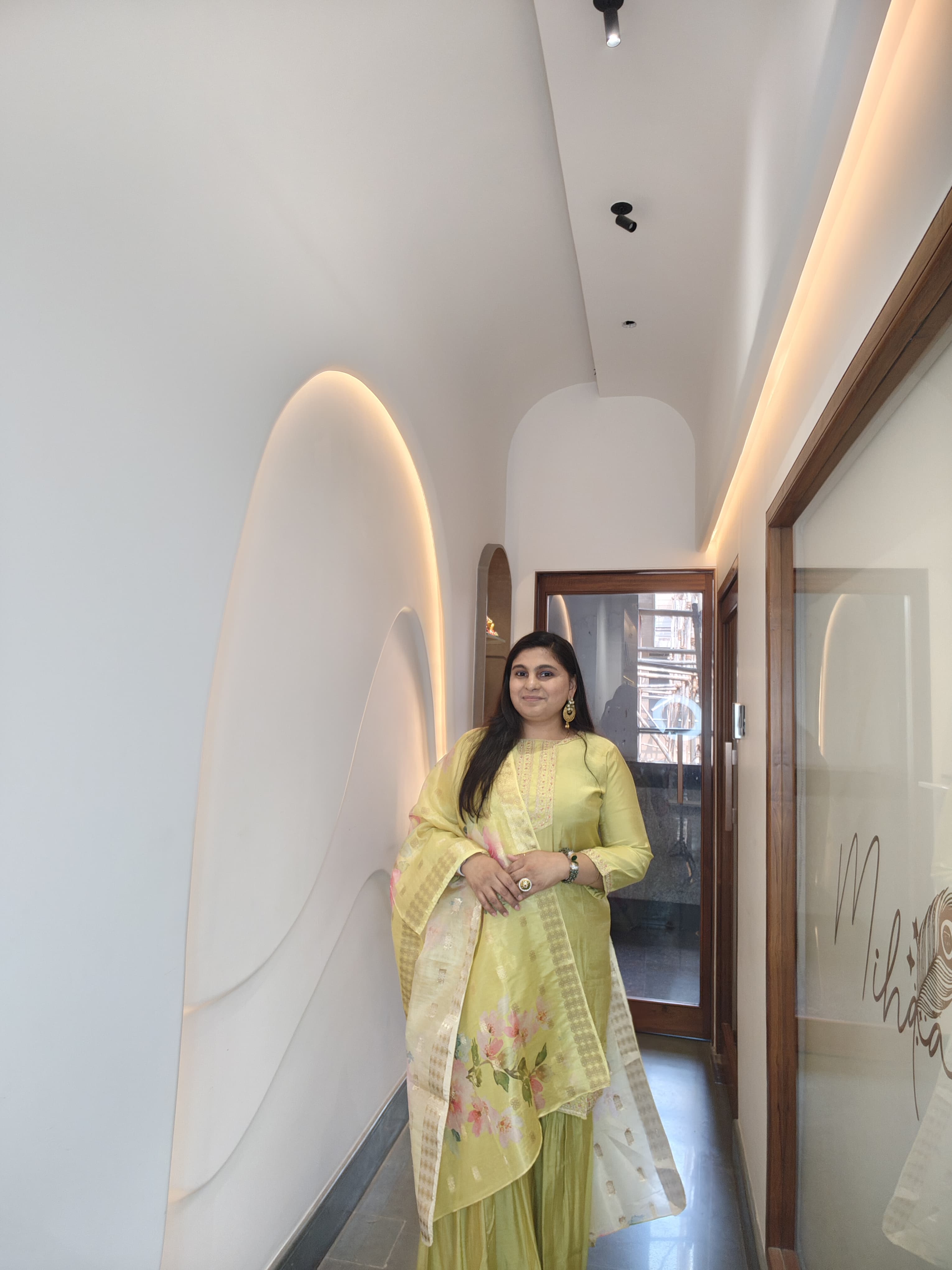 Lemon Yellow Handblock Anarkali Set with Dupatta (3-Piece Elegance)