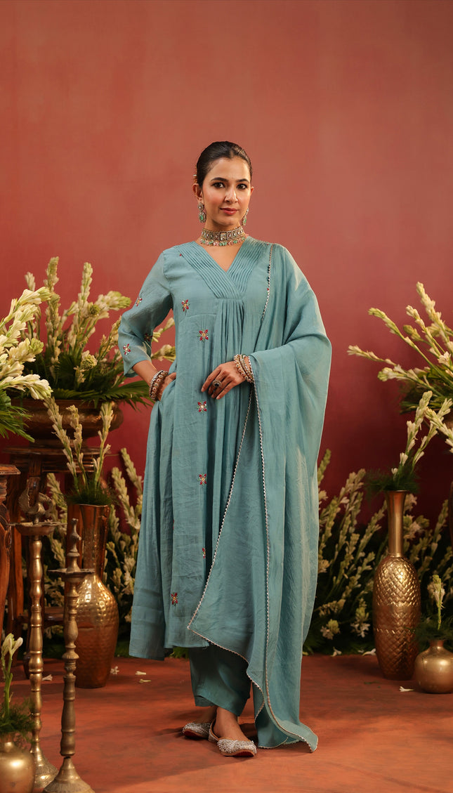 The Teal Starbloom Punjabi Suit