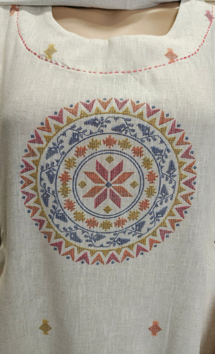 The Cream cotton printed Punjabi Suit