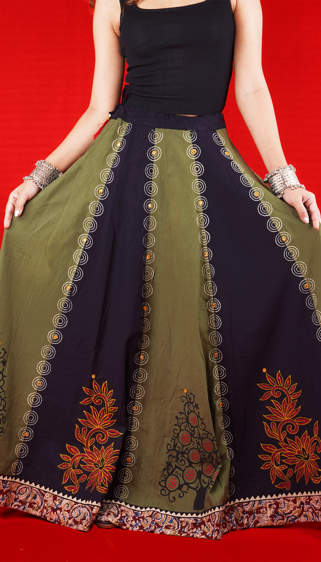Elegant Ajrakh Cotton Skirt – Crafting Tradition with Style