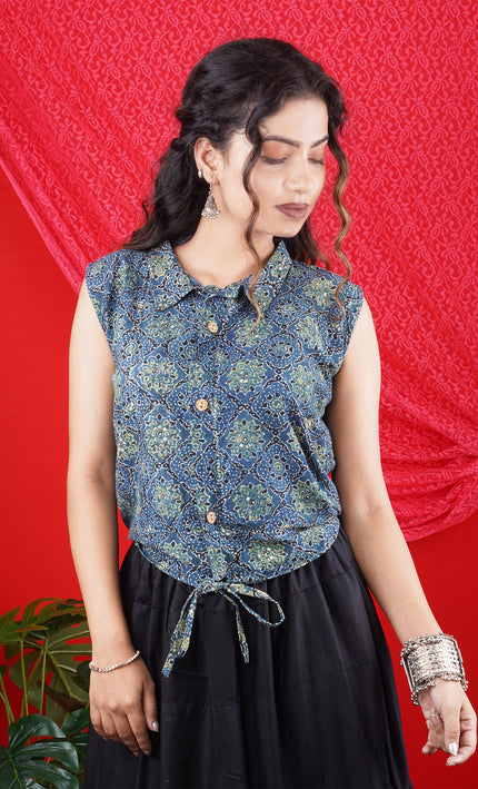 Handcrafted Blue Short Top – Effortless Everyday Style