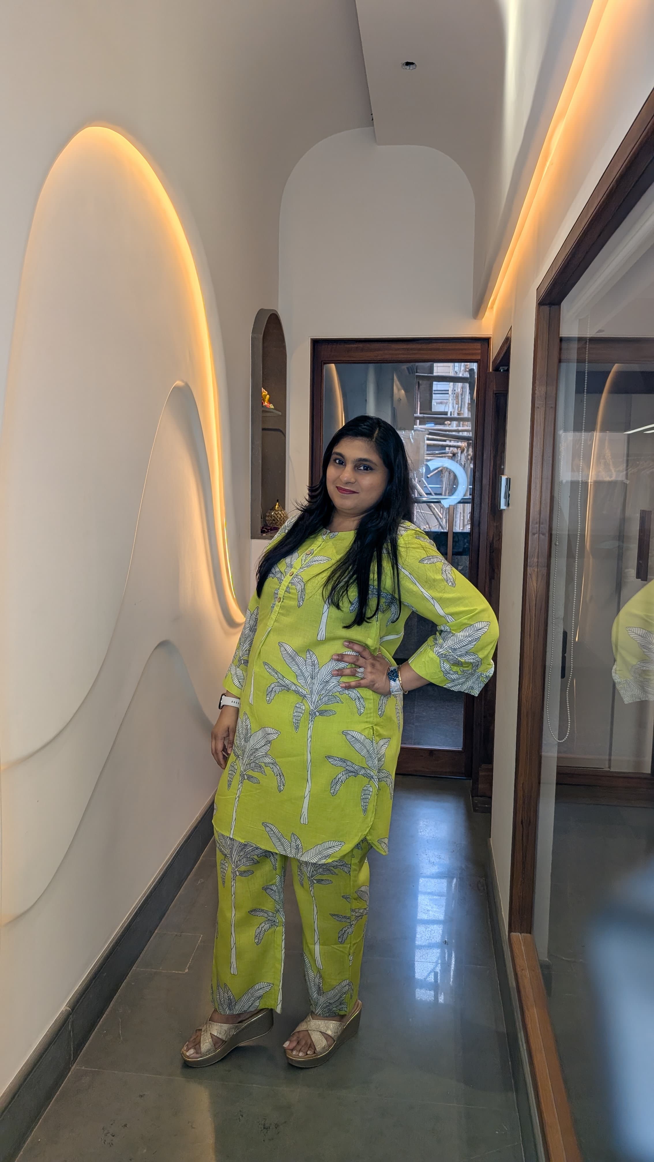 Lime Green Tropical Palm Print Co-ord Set