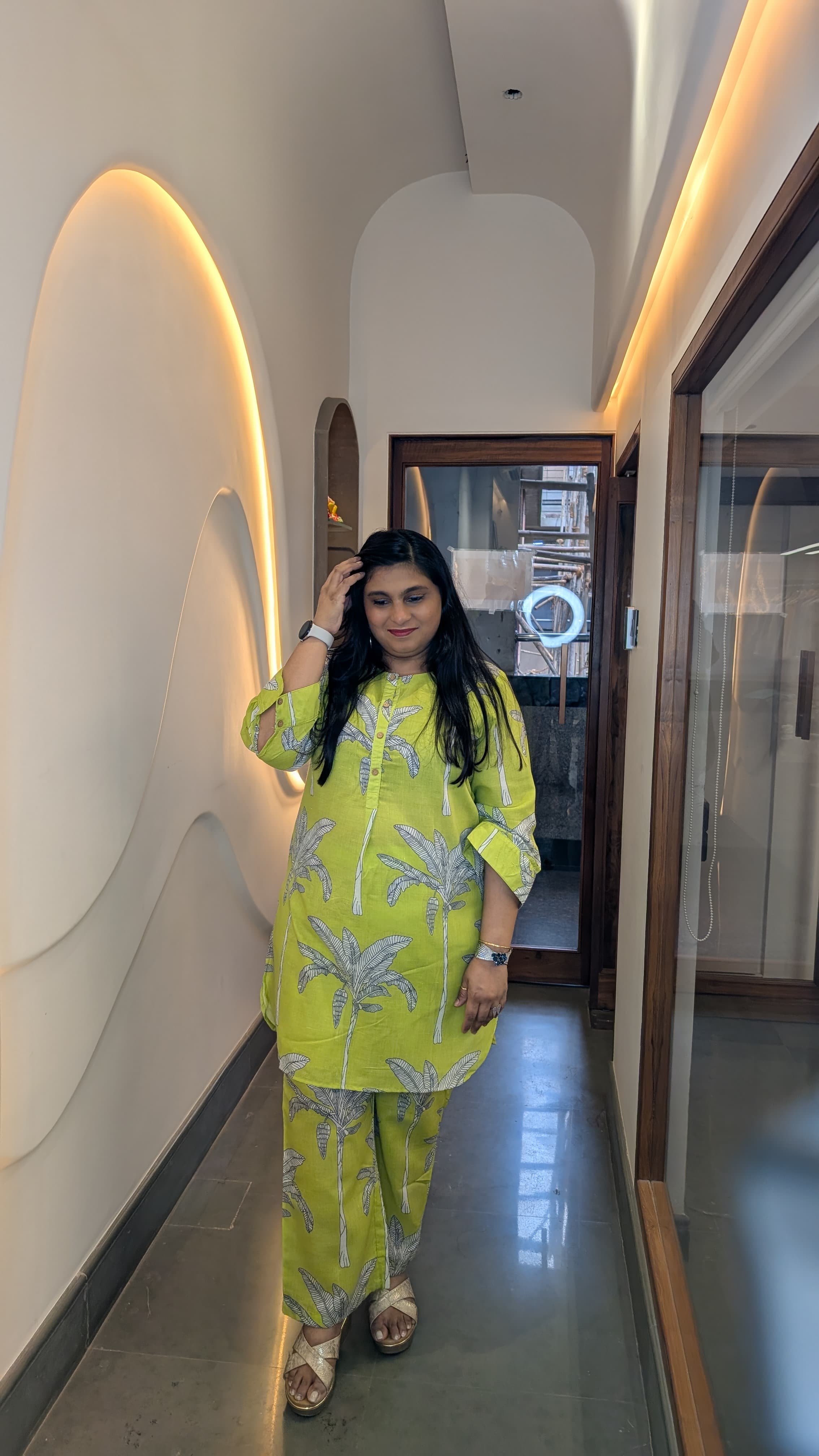 Lime Green Tropical Palm Print Co-ord Set