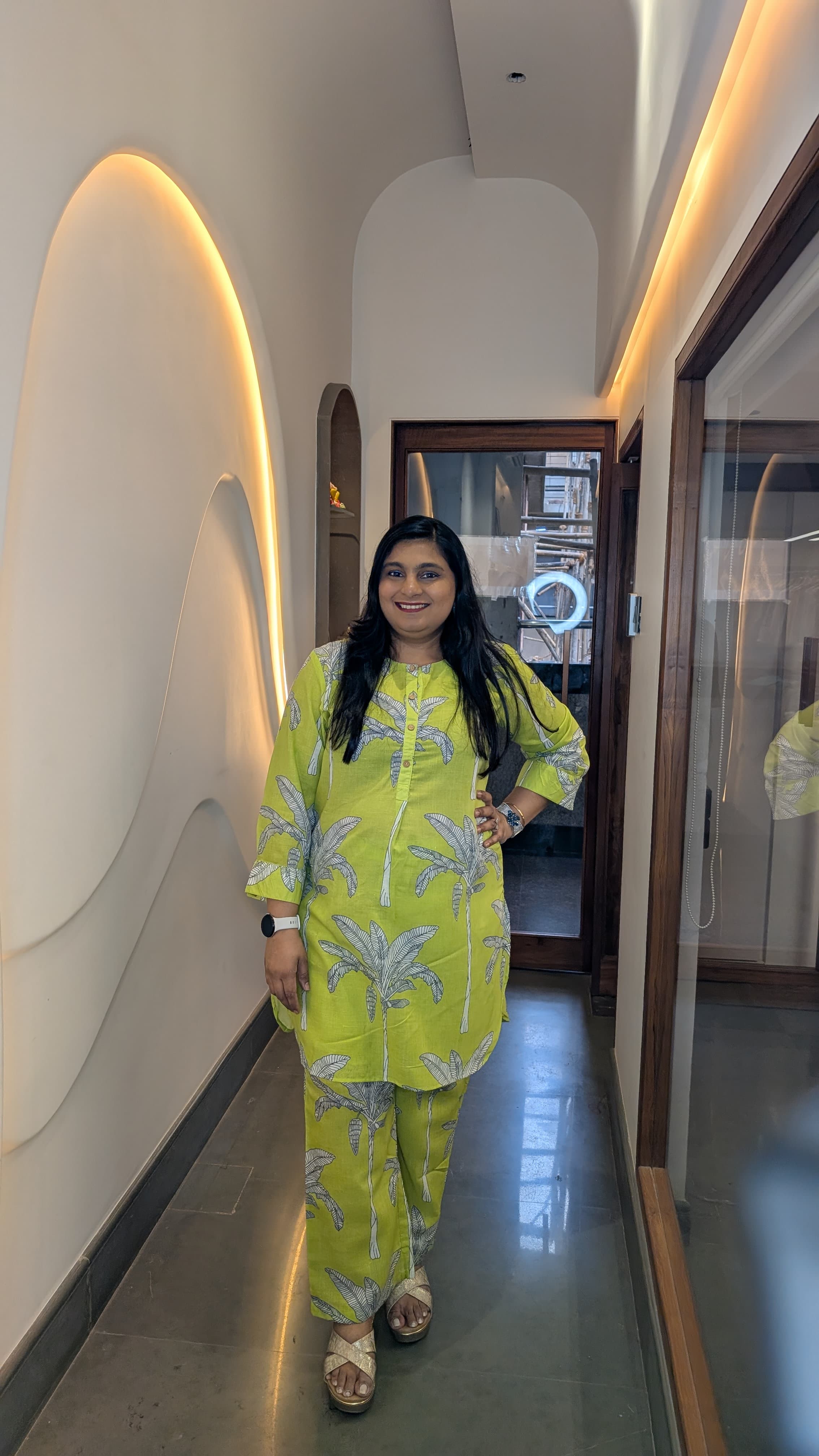 Lime Green Tropical Palm Print Co-ord Set
