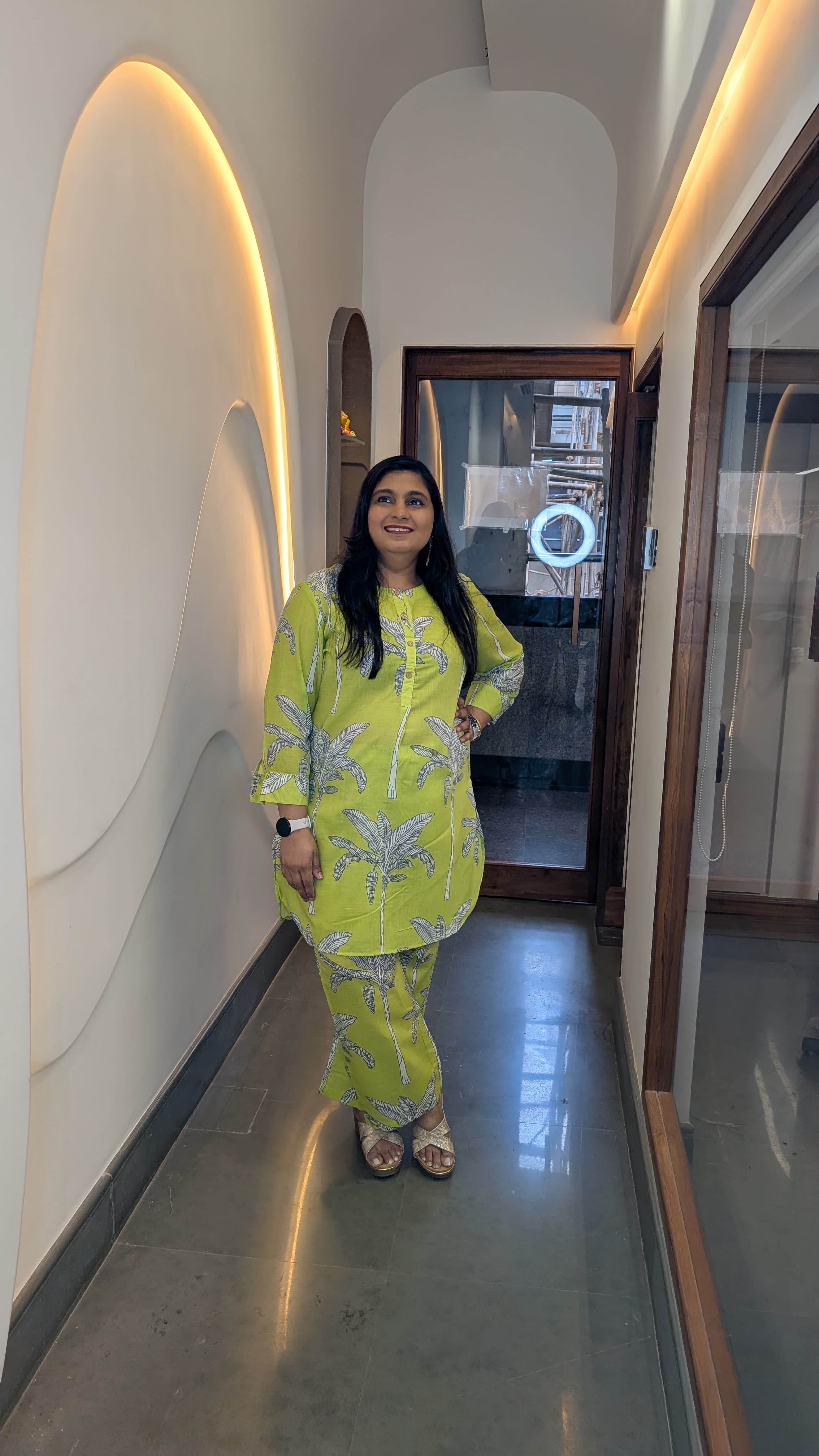 Lime Green Tropical Palm Print Co-ord Set