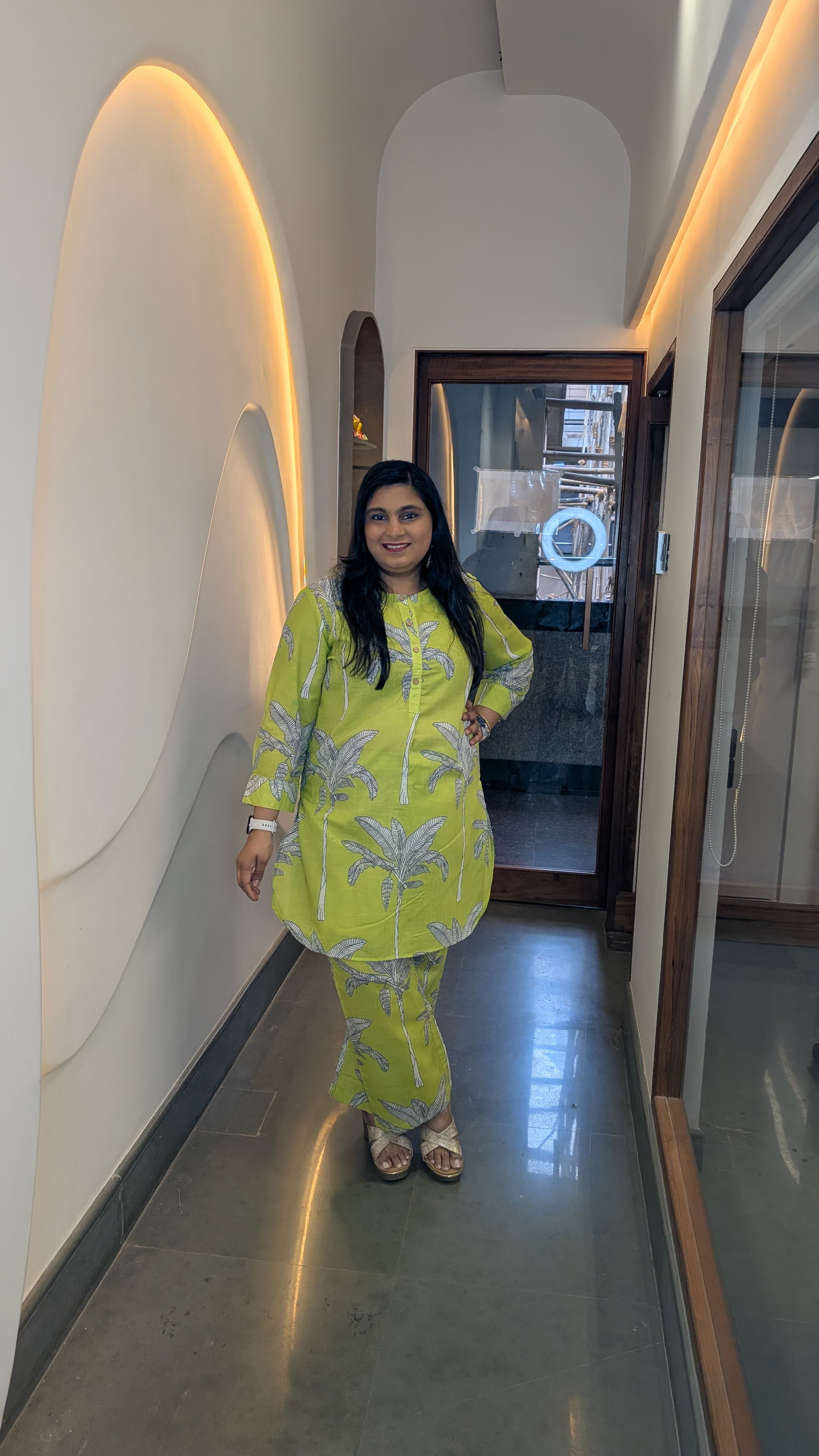 Lime Green Tropical Palm Print Co-ord Set