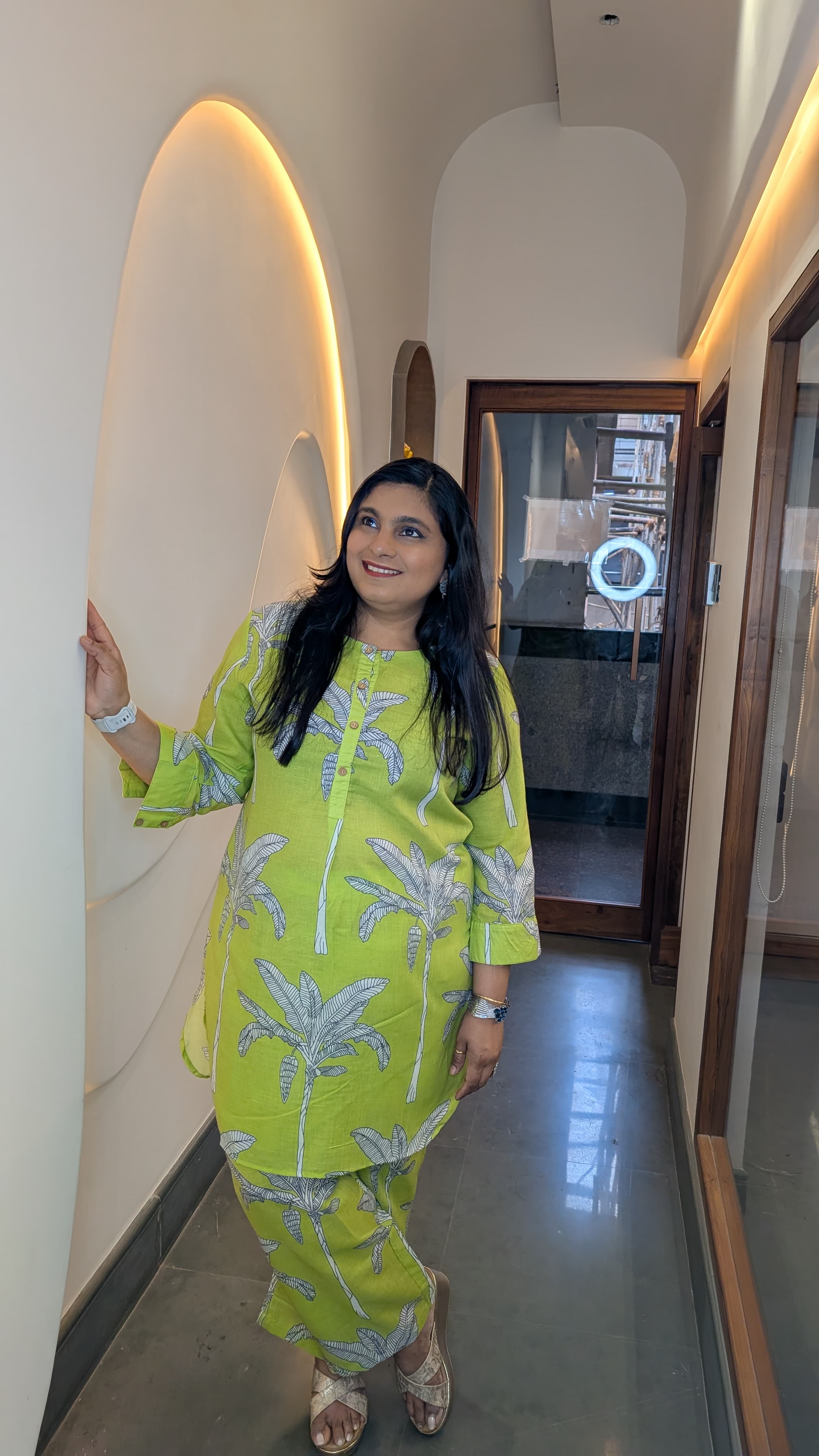 Lime Green Tropical Palm Print Co-ord Set