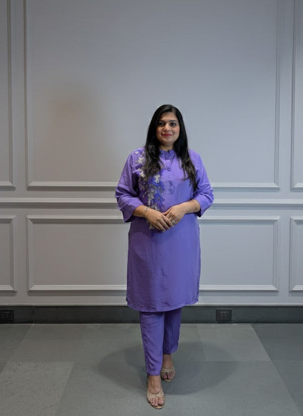 Imperial Orchid Embroidered Co-ord Set