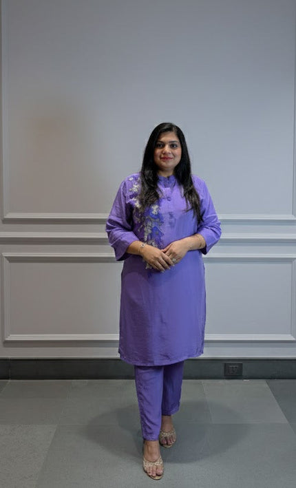 Imperial Orchid Embroidered Co-ord Set