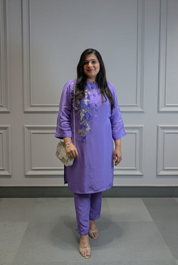 Imperial Orchid Embroidered Co-ord Set