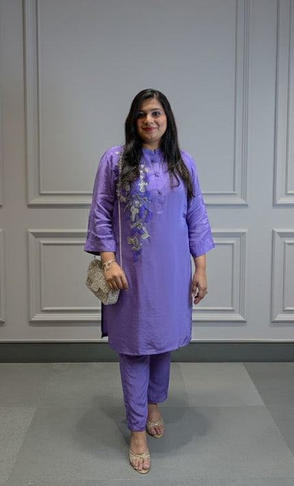 Imperial Orchid Embroidered Co-ord Set