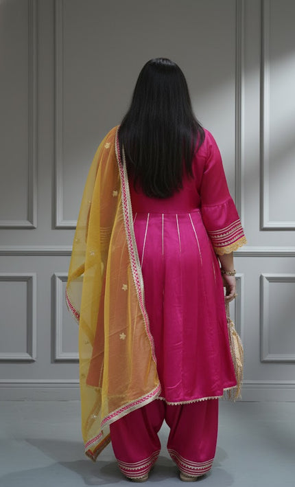 Hot Pink Gotta Patti Punjabi Suit – Elegant Festive Ethnic Wear for Women