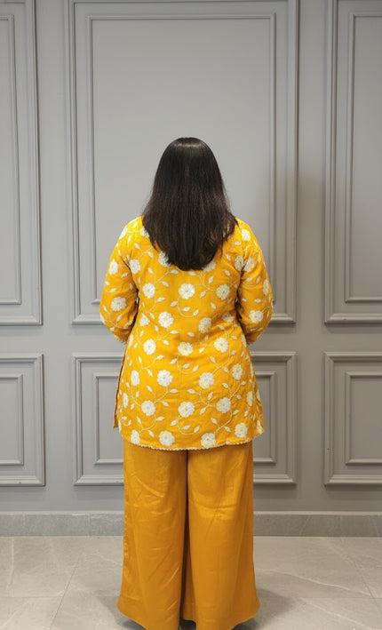 Yellow Embroidered Kurta Pant Set | Elegant Festive & Casual Wear