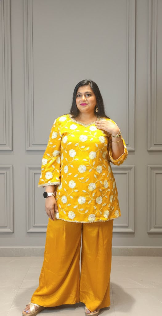 Yellow Embroidered Kurta Pant Set | Elegant Festive & Casual Wear