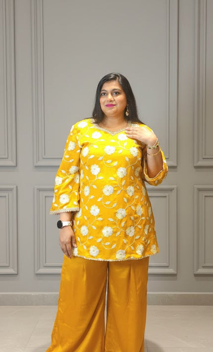 Yellow Embroidered Kurta Pant Set | Elegant Festive & Casual Wear