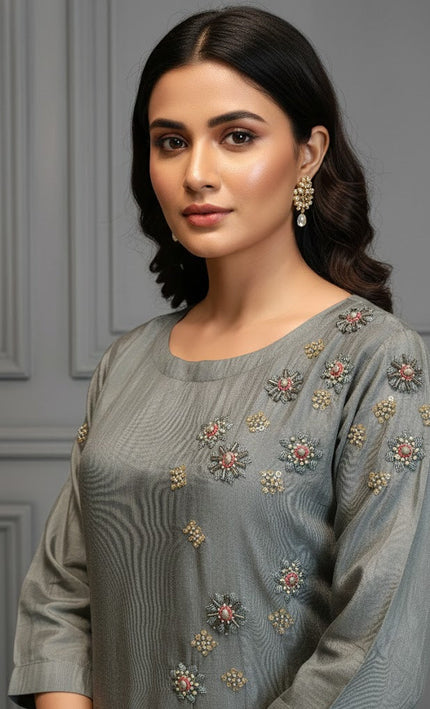 Moonlit Silver Kurta Set